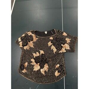 Beautiful gunit sequin vintage beaded top silk